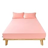 Ayztantine Matratzenschoner Wasserdicht Wasserdichter Matratzenbezug, einfarbig, Polyester-Material, dünn, atmungsaktiv, for Schlafzimmer, Vier Jahreszeiten(Pink,180x200cm)