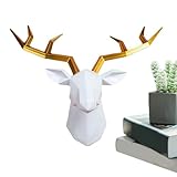 Generisch Hirschstatue für | Einfache montierende Hirschstatue -Harz -Wandkunst, Hangable Home Decor -Ornamente, Anti -Fade -Dekorations -Wandbehänge für Wohnzimmer, Schlafzimmer, Esszimmer, Korridor