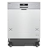 Midea SI 3.60N wi Geschirrspüler 60 cm Teilintegriert, 13 Maßgedecke, Halbintegrierter Spülmaschine mit WiFi, Extra Trocknung, 7 Programme, 49dB, 0~24 Startverzögerung - Inox