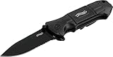 Walther Black Tac Knife mit Linerlock-Verriegelung, Spearpoint-Klinge aus 440C und intigrierter Glasbrecher am Griffende