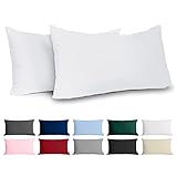 Dreamzie Kissenbezug 40 x 80 Renforcé Baumwolle (2er-Set) - Weiss - Dicht gewebt mit 57 Fäden/cm² - Kissenbezug 40x80 cm - Oeko Tex Zertifiziert