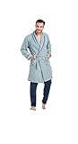 AZELIO Herren Morgenmantel aus Fleece mit Taschen, grau, 48