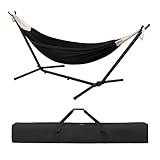 Laneetal Hängematte mit Gestell,Hängematte Indoor & Outdoor, Doppel für 2 Personen, 250 kg belastbar,mit Tragtasche, für Indoor Schwimmbad Terrasse Hof Garten Balkon (Schwarzkohle, 280 * 106 * 100cm)