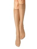 Nur Die Knie Seidenfein 15 DEN transparente Nylon Fein-Kniestrümpfe seidig glänzend breiter Komfortbund Damen, amber, one size