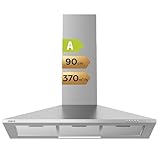 CIARRA Dunstabzugshaube 90 cm Umluft Abluft Pyramide Abzugshaube Typ aus Edelstahl Silber, CAS9201A