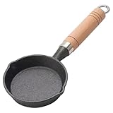 Generisch Bratpfanne Mit Einem Ei - Mini-Bratpfanne | Flache, Vertiefte Mini- Mit Holzgriff, Kleine Aus Gusseisen Für Eierpfanne, Nudeln, Eintopf, Eierknödel, Suppe, Anspruchsvoller Platzsparer