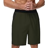 GYMELITE Herren-Shorts, Workout, Laufshorts, Fitnessstudio, athletische Shorts, 17,8 cm Schrittlänge, schnell trocknend, leicht, mit Reißverschlusstaschen, Grün (Army Green), Mittel