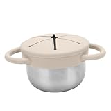 Marhynchus Kein Verschüttetes Kleinkind Snack Box Edelstahl Baby Snack Tasse mit Silikondeckel Griff und Leckdarsteller Snack Container für Kinderausflüge Picknicks (Beige)