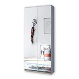 LINCOLN Schuhschrank hoch mit Spiegeltüren, Weiß - Vielseitiger Mehrzweckschrank mit 11 verstellbaren Einlegeböden - 80 x 190 x 35 cm (B/H/T)