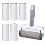 Oiamker Fusselrolle 6 Rollen mit 1 Abroller, Extra Klebrige Fusselrolle Kleidung, Fusselroller für Kleidung, Haare, Katzenhaare, Hundehaare, 60 Blatt/Rollen
