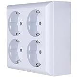 REV Steckdose Aufputz 4fach, 110x110x43mm, Mehrfachsteckdose für Aufputzmontage, 16A, 230V~, IP20, weiss
