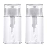 Pumpflasche, Runterdrücken Nagellackentferner Flasche Hälter für für Nail Art Tool Set, 100ml Transparent Parfümzerstäuber Leere Pumpspender Reise, Zylinderflasche für Make-up (2 Stück)