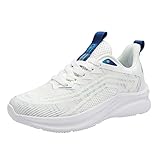 Generisch Sneaker Damen Winterschuhe Damen Schnürschuhe Mesh Atmungsaktiv Anti-Rutsch Elastische Plateau Leichte weiche Sohle Bequeme Turnschuhe Damen Sportschuhe Damen Laufschuhe (White, 40)