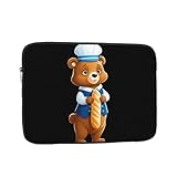 YYHHAOFA Baguette Bear Chef Bild, tragbare Laptop-Hülle, stoßfest, tragbar, 17 Zoll (43,2 cm), für Damen und Herren, Geschäftsreisen, Büro und Alltag