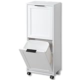 Kesper | Univeralschrank mit Mülltrennsystem, Material: Faserplatte, Maße: 36 x 24 x 94 cm, Farbe: Weiß | 25530 13