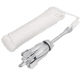 vidaXL Klappanker, Faltanker mit Seil 4 Flunken, Tragbarer Anker Bootsanker, Faltklappanker Schirmanker für Schlauchboote Kajaks Paddelboards, Silbern 3,2kg Temperguss