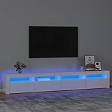 Camerina TV-Schrank mit LED-Leuchten Hochglanz-Weiß 240x35x40 cm Tv Regal Sideboard Tv