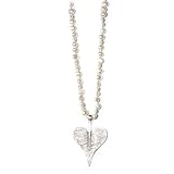 Perlenkette aus echten Süßwasser-Perlen mit einem Herz aus Silber, schönes Geschenk zum Geburtstag oder Weihnachten