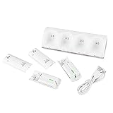 CHICIRIS Controller-Ladegerät für Wii – 4-in-1-Ladestation – Inklusive 4 2800-mAh-Akkus, Ideal für Mehrere Wii-Controller (2800-mAh-Akku)