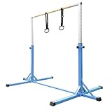 FCOUMY Reckstange Outdoor Kinder,Turnstange Indoor Kinder for Kids mit gymnastikringe 13 Höhenverstellbar,Turnreck Gymnastik Trainingsgeräte,Turnstange,Horizontale Training Bar,Blue