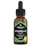 Vitamin K2 Tropfen hochdosiert & vegan 200 mcg Vitamin K2 flüssig pro Tagesdosis, 50 ml (1700 Tropfen), MK-7 Menaquinon ( 99% All-Trans-Form), ohne unnötige Zusatzstoffe, Made in Germany
