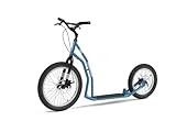 YEDOO Four Y40 Tretroller - bis 150 kg, mittelgroßer, Stabiler Kickscooter mit Scheibenbremsen und 20/16 Lufträdern - Dogscooter für Erwachsene, für Natur und urbanes Off-Road. Blau
