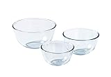 Pyrex 8023509 Salatschüssel / Rührschüssel aus Glas, 0,5 l, 1 l, 2 l, Borosilikatglas, sehr robust,