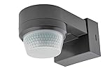 HUBER Motion 100 Infrarot Bewegungsmelder 360° mit 4 Sensoren und Fresnel-Linse - IP65 Bewegungsmelder LED geeignet I inkl. Unterkriechschutz & Bereichsbegrenzung, Wand-/Deckenmontage, anthrazit