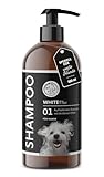 Annimally White Plus Shampoo - Natürliches Hundeshampoo für weißes Fell mit Kokosöl & Zuckertensid, geruchs- und ph-neutral, ohne Bleichmittel & Parfüm - 500 ml