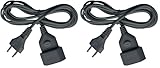 Brennenstuhl Kunststoff-Verlängerungskabel (Verlängerungskabel für den Innenbereich, 3m Kabel, mit Euro-Stecker und Kupplung) schwarz (Packung mit 2)