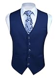 Enlision Anzugweste Herren Marineblau Formelle Weste Hochzeit Einfarbige Anzugwesten Elegant Business Westen Männer mit Taschen L