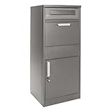 Wiltec Paketkasten grau 500 x 370 x 1120 mm, Paketbox Zuhause, Private Paketannahme passend für Pakete und Päckchen, Standbriefkasten Stahl
