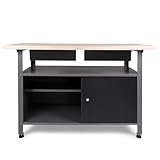 Ondis24 Werkbank Fritz - Höhenverstellbare Füße, 2 Schubladen, Metall Anthrazit, 120x60x85(H) cm, 25mm Dicke Melamin-Arbeitsplatte, Abschließbare Tür, Belastbar Bis 250kg (Melamin, 120cm)