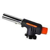 Happyyami Elektronischer Gasbrenner mit Piezozündung Einstellbare Flamme für Grillen Backen Schweißen Camping Outdoor Schnellzündung Kompakt Vielseitig