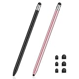 Tablet Stift MEKO 2 Pack Touchscreen Stift 2 in 1 Gummi Stylus Touch Pen für alle Handys/Tablets iPhone i-Pad Pro Mini iWatch Samsung Huawei Xiaomi Surface Chromebook usw. Schwarz+Rose Gold