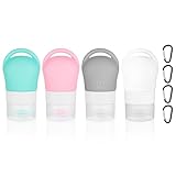 flintronic 4 Stück 38ml Silikon Reiseflaschen Set, Opret Reiseflaschen Zum Befüllen Toilettenartikel, Reiseset Reisegröße Behälter, Auslaufsichere Silikon-Reisebehälter