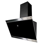 Respekta Dunstabzugshaube kopffrei / Dunstabzugshaube schräg 60 cm / Glasschirm mit Edelstahlrahmen in Schwarz / Abluft - und Umluftfunktion / CH89060S / A++ / 39–59 dB