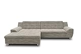 DOMO. collection Ecksofa Morton, Schlafsofa in L-Form, Eckcouch aus Webstoff, Couch mit Schlaffunktion, Garnitur, Polsermöbel, Polsterecke, 304 x 200 x 84 cm (BxTxH), weiß-grau
