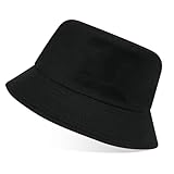 flintronic Fischerhut Bucket Hat, Unisex Baumwolle Smiling Face Hut, Faltbarer Fischerhüte, Outdoor Sommerhut Sonnenhut, Reversibel Freizeithut für Wandern Camping Reisen Angeln (Schwarz)