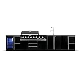 GORILLER® BLACKBACK L2 Outdoor-Küche, XXL-Gasgrill mit Kühlschrank, Waschbecken, Extra-Arbeitsfläche und Stauraum, Edelstahl, Schwarz