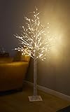 Bonetti LED Lichterbaum in Birkenbaum-Optik warm-weißen LED Lichtern, Timer, 10 Meter Zuleitung, Innen und Außen, weiß-schwarz (150 cm / 156 LEDs)