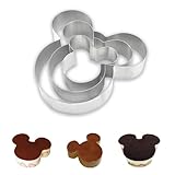 DIKARIYA Tortenring Edelstahl Set, 3 Stück Mickey Backform Mouse Kuchenring Backrahmen Cake Ring 10/15 /20 cm,Backring Form Feste Tortenform Torten Zubehör für Kuchen Moussekuchen Creme Schicht Gebäck