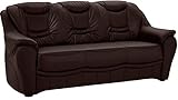 Cavadore 3-Sitzer Bansa mit Federkern / Polstercouch in Kunstleder / 198 x 94 x 95 / Lederoptik Braun