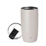 Simple Modern Thermobecher Kaffeebecher to go mit Klappdeckel | Isolierter Edelstahl-Kaffeebecher | Geschenke für Frauen und Männer | Voyager | 470ml | Almond Birch
