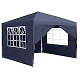 NAIZY Pavillon 3x3m Faltpavillon Wasserdicht Stabil Winterfest Faltbar Gartenpavillon mit 4 Seitenteilen & Fenstern & Tragetasche Weidezelt Gartenzelt UV-Schutz Grillpavillon Partyzelt, Dunkelgrau