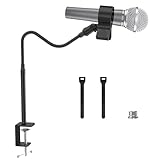 zealsound Mikrofonständerarm, 48,3 cm Schwanenhalsmikrofonarm, platzsparend, kompakter, flexibler Tisch-Mikrofonarm mit verbessertem Federmikrofon-Cliphalter, 0,95 cm auf 1,6 cm Adapter für Blue Yeti