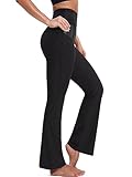 CADMUS Hohe Taille Leggings für Frauen Nackt Gefühl Buttery Soft Bootcut Yoga Hosen, 43# Schwarz, 1 Stück, X-Groß