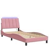 Kangmusi Bettgestell mit LED-Leuchten Rosa 90x190 cm Samt,3213756