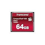 Transcend 64GB CompactFlash 800 Speicherkarte, bis zu 120/60 MB/s, unterstützt High-Speed Ultra DMA-Übertragungsmodus 7, ideal für Ultra-HD Full HD und 3D-Videoaufnahmen - TS64GCF800