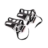Oxxggkao Multipurpose Bicycles Pedals Bike with Toe Clip and Strap for Exercise and Outdoor Bicycles with Toe Clip and Strap